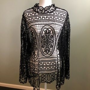 Lane Bryant Embroidered Mesh Blouse